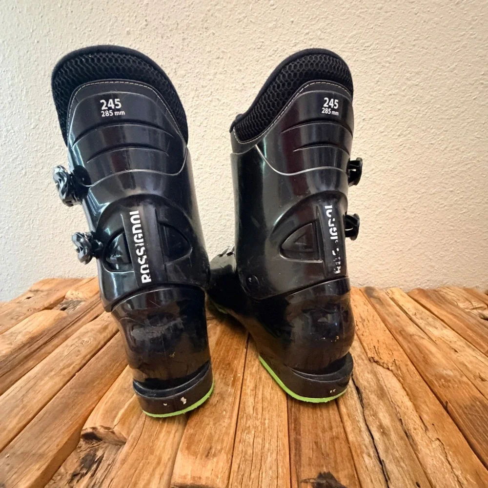 Rossignol Comp J Junior Ski Boots Black Lime Green Size 24.5 285mm Downhill